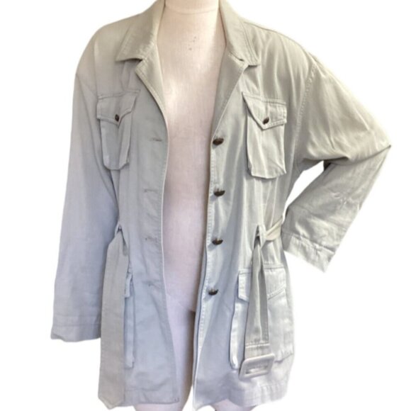 VTG 80s Gamma Los Angeles Trench Coat Utility Jacket Sz L 90J - Picture 2 of 9